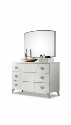 Slaapkamer set, dressoir, spiegel, luxe complete witte 2-delige kast.