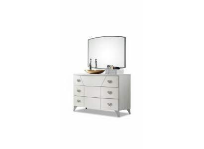 Slaapkamer set, dressoir, spiegel, luxe complete witte 2-delige kast.