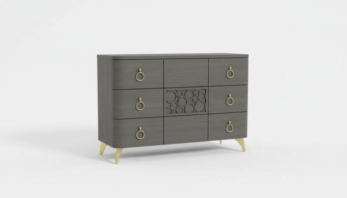 Slaapkamer set Luxe bed 2x nachtkastjes Design grijs 3-delig commode