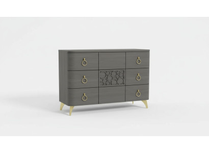 Slaapkamer set Luxe bed 2x nachtkastjes Design grijs 3-delig commode