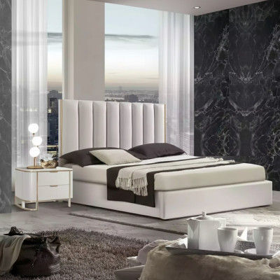 Slaapkamer set Luxe bed 2x nachtkastjes Design nieuw wit 3-delig Modern