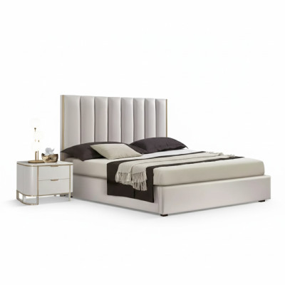 Slaapkamer set Luxe bed 2x nachtkastjes Design nieuw wit 3-delig Modern