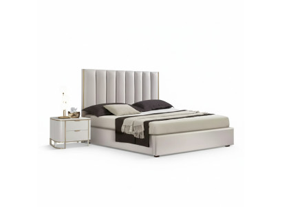 Slaapkamer set Luxe bed 2x nachtkastjes Design nieuw wit 3-delig Modern