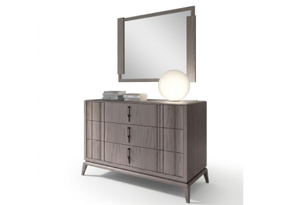 Slaapkamer set Luxe dressoir Spiegeldesign Sideboard bruin 2-delig Hout