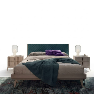 Slaapkamer set Bed 2x Nachtkastje Hout beige compleet Modern nieuw