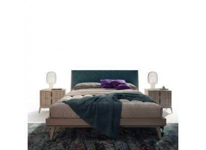 Slaapkamer set Bed 2x Nachtkastje Hout beige compleet Modern nieuw