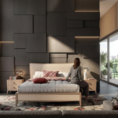 Slaapkamerset Bed 2x Nachtkastjes Design Luxe nieuw 3-delig Modern Hout