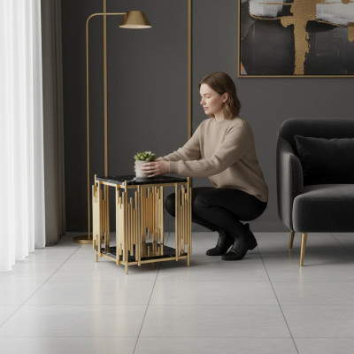 Bijzettafel Woonkamer Meubilair Materiaal zwart Roestvrij staal Ontwerp