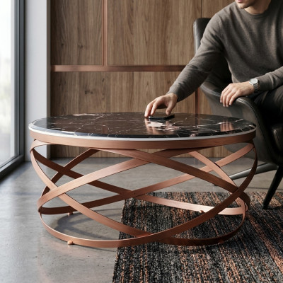 Salontafel rond Meubilair Luxe nieuw zwart Modern Woonkamer Ontwerp bruin