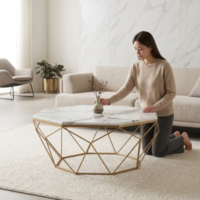 Salontafel Meubilair Tafel Goud Luxe Nieuw Modern Woonkamerontwerp Metaal