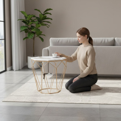 Bijzettafel Woonkamer Meubels Materiaal Metaal Wit Ontwerp Modern