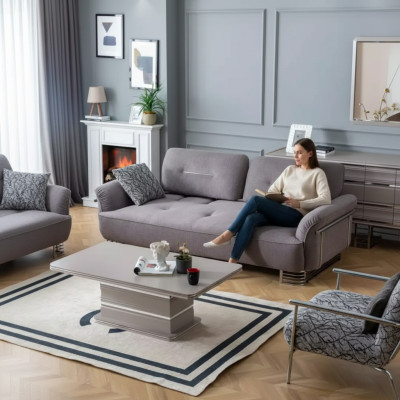 Bank 3-zits Stof Woonkamer Ontwerp Modern Nieuw Luxe wit grijs