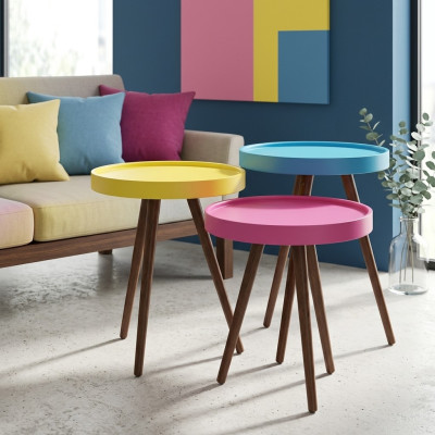 Bijzettafel 3x bruin Woonkamer meubels Materiaal Hout Design nieuw