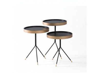 Bijzettafel 3x rond Decoratietafel Lampentafel Salontafel Tafel Hout zwart