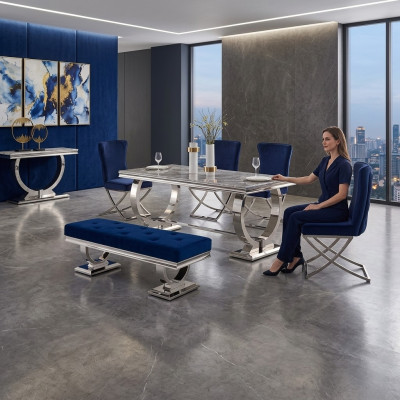 Ontwerper Rechthoekige eettafel Eetkamer meubels Luxe RVS tafels