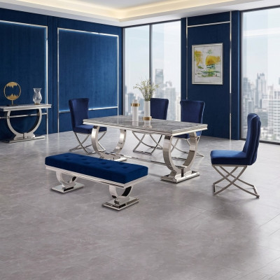 Ontwerper Rechthoekige eettafel Eetkamer meubels Luxe RVS tafels
