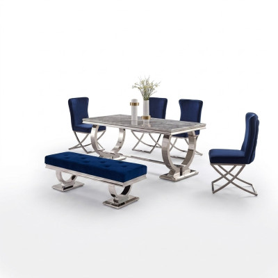 Ontwerper Rechthoekige eettafel Eetkamer meubels Luxe RVS tafels