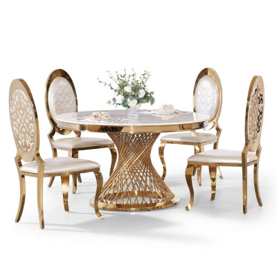 Ontwerper Gouden Ronde Tafel Roestvrijstalen Tafels Stijlvolle Eetkamermeubels