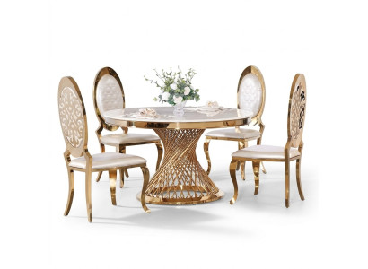 Ontwerper Gouden Ronde Tafel Roestvrijstalen Tafels Stijlvolle Eetkamermeubels