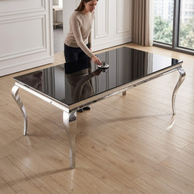 Grijze eettafel Rechthoekige eettafel Luxe houten tafels Tafels
