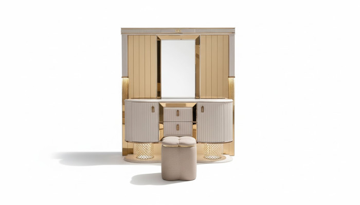 Slaapkamer set luxe make-uptafel met spiegel kruk design nieuw 2-delige.