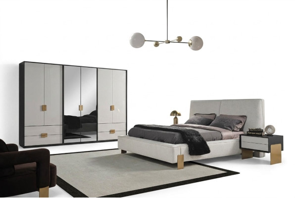 Slaapkamer set Bed 2x Nachtkastjes Kledingkast Luxe nieuw 4-delig Hout