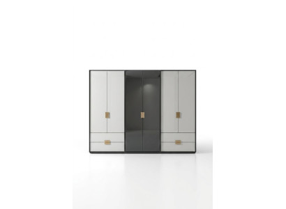 Zwart-witte slaapkamerkast Moderne kast met 6 deuren
