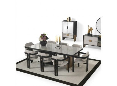 Ontwerper eetkamerset luxe set eettafel 8x stoelen eetkamer meubels