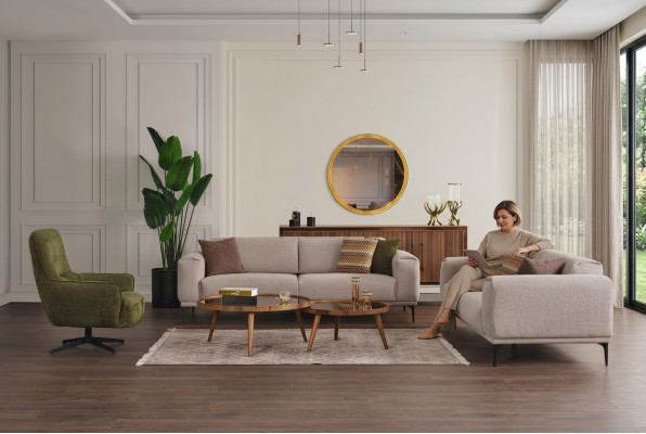 Woonkamerbankstel Designer Set 3+2+1 Zits Luxe Beklede Meubels