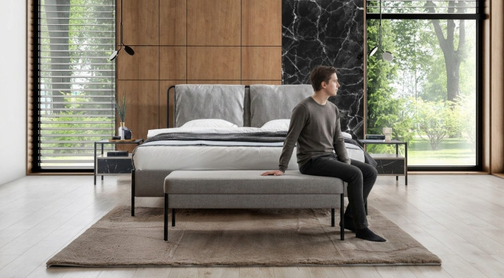 Exclusieve slaapkamer tweepersoonsbed metalen frame Moderne bank Luxe meubels