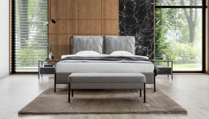Exclusieve slaapkamer tweepersoonsbed metalen frame Moderne bank Luxe meubels