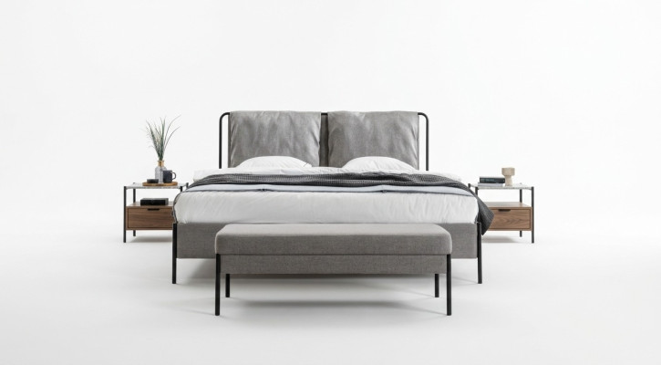 Exclusieve slaapkamer tweepersoonsbed metalen frame Moderne bank Luxe meubels