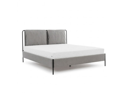 Moderne slaapkamer bed Grijs tweepersoonsbed Metaalframe Stoffen bedden