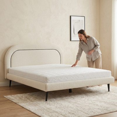 Slaapkamermeubels Wit Bed Modern stoffen bed Dubbel bed