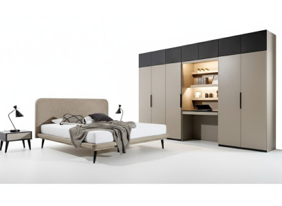 Luxe slaapkamer set ontwerper tweepersoonsbed kledingkast nachtkastjes