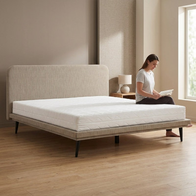 Bruin gestoffeerd bed Slaapkamer Bedden Designer Luxueuze textielbedden