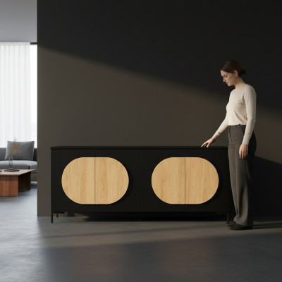 Zwart-bruine commode Slaapkamerdesigner Houten commode Luxe dressoir