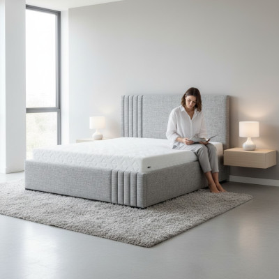 Stijlvol Grijs Tweepersoonsbed Ontwerp Slaapkamer Bedden Groot Hoofdeinde