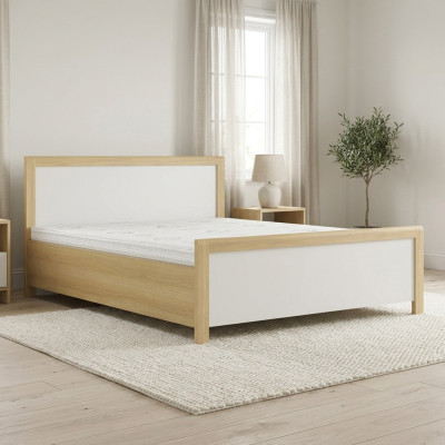 Slaapkamer houten bed Wit tweepersoonsbed Ontwerper Licht houten frame Nieuw