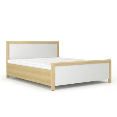 Slaapkamer houten bed Wit tweepersoonsbed Ontwerper Licht houten frame Nieuw
