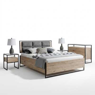 Modern slaapkamer set Bed Kledingkast Houten Commode 5-delige set