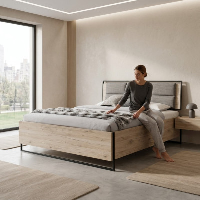Modern slaapkamerbed Stijlvol houten bed Luxe tweepersoonsbed