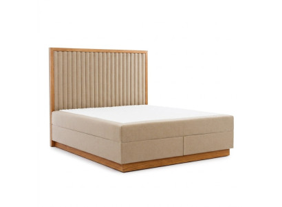 Bruin-beige slaapkamerbed - Ontwerpersbedden - Tweepersoonsbedden - Stoffen bed
