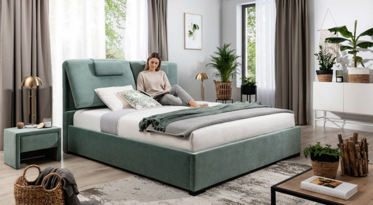 Complete slaapkamer set, 3-delig, tweepersoonsbed, ontwerper, 2 nachtkastjes
