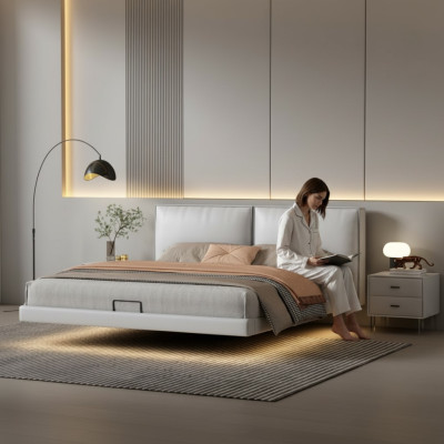 Witte slaapkamer muurbed ontwerperbedden houten frame tweepersoonsbedden
