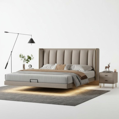 Witte slaapkamer tweepersoonsbed design luxe meubels houten frame bedden