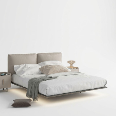 Lichtgrijs slaapkamer wandbed LED-bed designer houten tweepersoonsbedden