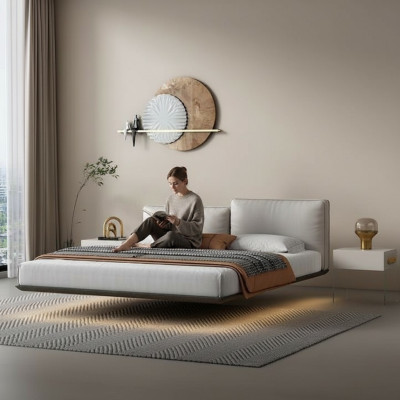 Wit opklapbed Ontwerper LED-bed Moderne slaapkamer Tweepersoonsbed Nieuw