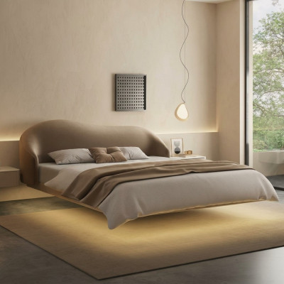 Beige muurbed ontwerper slaapkamer bedden luxe tweepersoonsbedden hout