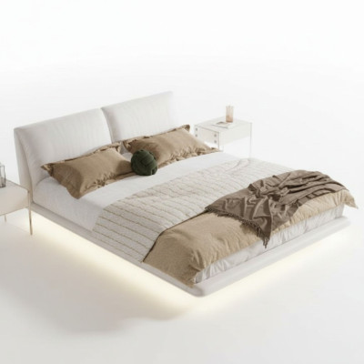 Witte slaapkamer bed ontwerper textielbedden luxe houten tweepersoonsbedden